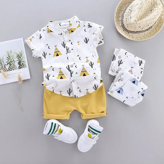 Baby Clothes Cool Pyramid Short-sleeved Shirt Set - All you need for babies